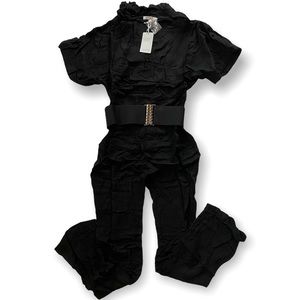 Lucy Paris Black Cotton Studded Belt Jumpsuit NWT